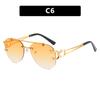 Rimless toad glasses driving sunglasses leopard sunglasses European and American retro trimmed double beam sunglasses men and women