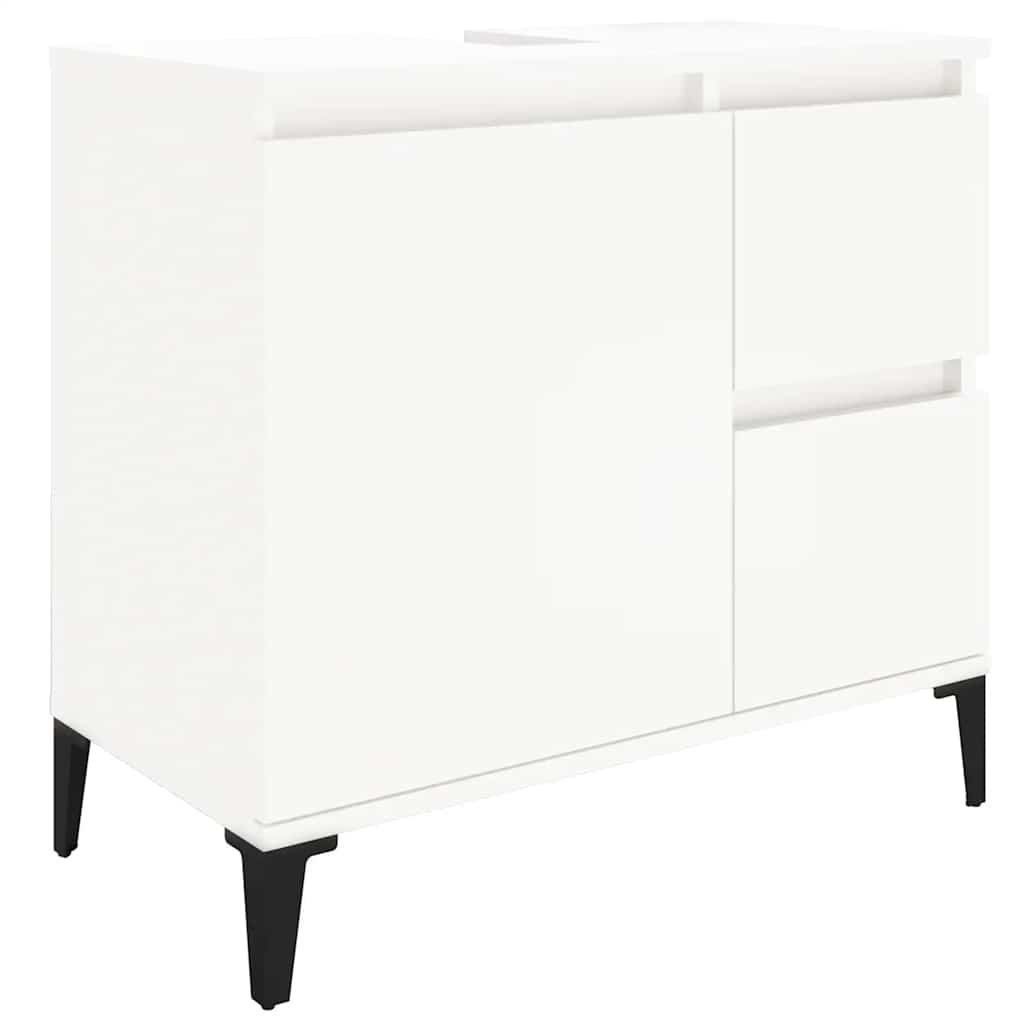Schrank unter dem Waschbecken, 2 Schubladen, schwarzes dreieckiges Stativ, 65x33x60 cm