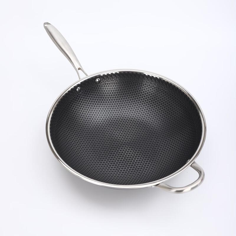 ZISIZ Honeycomb Stainless Steel Non-stick Wok