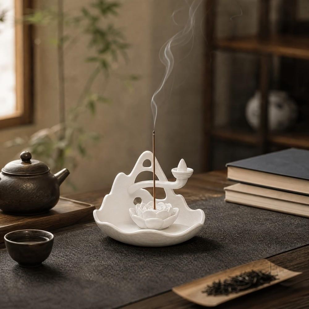 3D Printed 3 In 1 Incense Holder Mountain Lotus Design Backflow Incense Burner  Bedroom