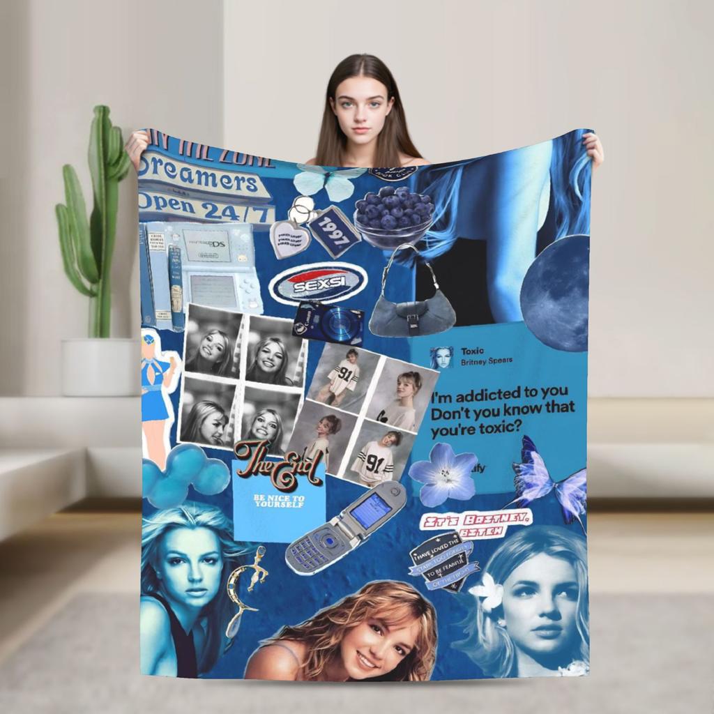 Britney Spears Flanelldecken Superweiche Wohndecke für Draußen Reisen Büro Lustige Bettdecke Sofa Bettbezug