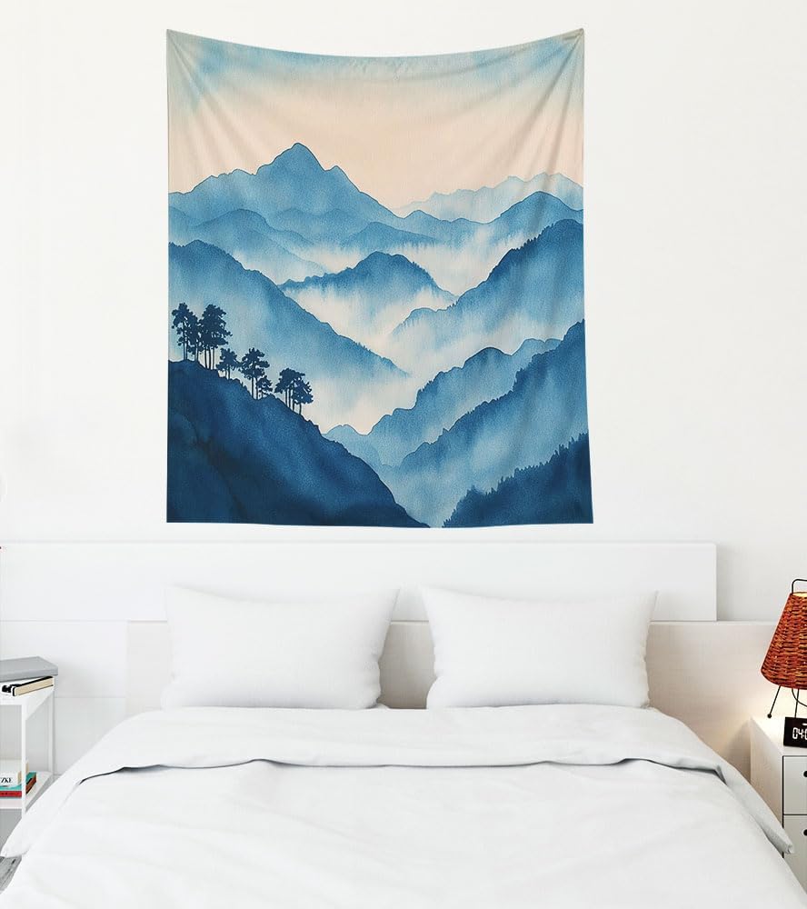 VIKAMA Forest Mist Tapestry Misty Mountain Forest Wall Hanging Bedroom Living Room Guesthouse Wall Decoration