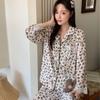 Leoparden-Kätzchen Samt Pyjama im japanischen Stil für Damen - Niedliche & Warme Herbst/Winter Loungewear