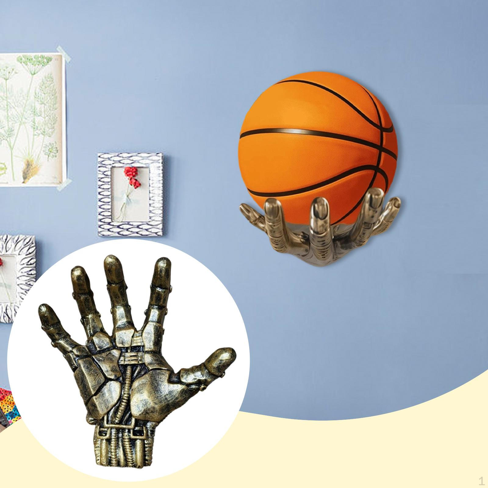 

Держатель для баскетбольного мяча в демонстрационном футляре из смолы, , Многофункциональная полка для хранения золотой