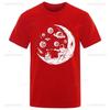 Funny Astronaut Moon Barbecue Print Unique Casual Loose Cool Men Oneck Streetwear Harajuku Allmatch Aesthetic Tshirt Tops