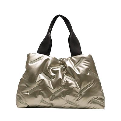 DIVA Rose Quilted Tote Bag, Women's, Large Capacity, Mother's Bag, Simple and Stylish, Quilted (Gold [No Charm])