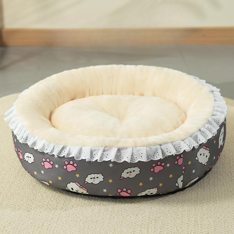Winter Katzenzwinger Haustier Warmes Nest Kaninchen Samt Blumiger Rock Haustierbedarf Schlafmatte für Alle Jahreszeiten