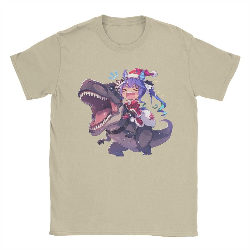 Twin Turbo Weihnachts-Dinosaurier T-Shirts Herren 100% Baumwolle T-Shirts O-Ausschnitt Uma Musume Pretty Derby Anime T-Shirts Kurzarm Kleidung