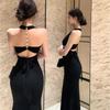 Summer new neck sling backless slim dress celebrity temperament sexy birthday party dress dress