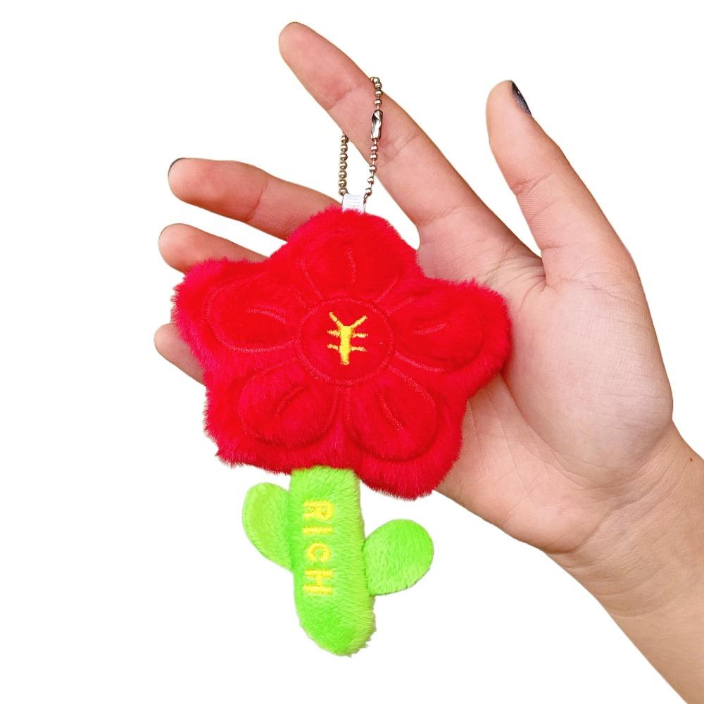 

Bag Hanging Flower Keychain Lucky Letter Car Key Ring Portable Plush Flower Pendant Girl Gifts Style B1