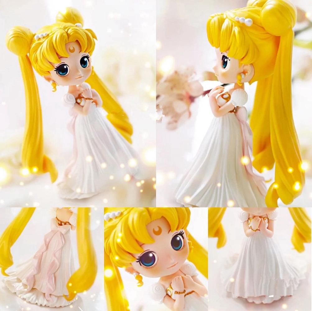 2 Stück Anime Sailor Moon Tsukino Usagi Chiba Mamoru Einzigartiges Hochzeitskleid Satsuki Modell Spielzeug Geschenk Actionfigur 10CM PVC