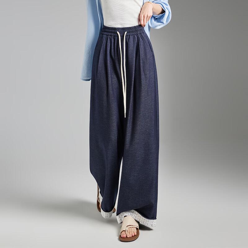 TonLion Women's 2026 Spring Lace Patchwork Casual Long Pants