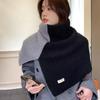 Contrast Color High Collar Shawl Warm Neck Wraps Retro Shawl Wraps  Girl