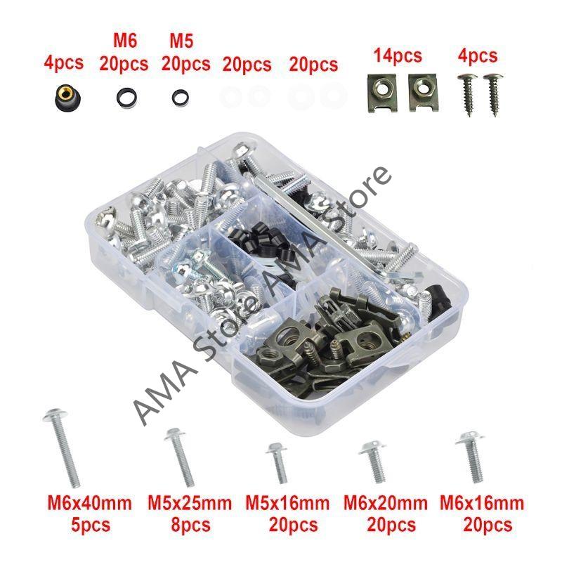 X7JF 177PCS/Set Alloy M6 Fairing Bolts Bodywork Screws Nut For Motorcycle