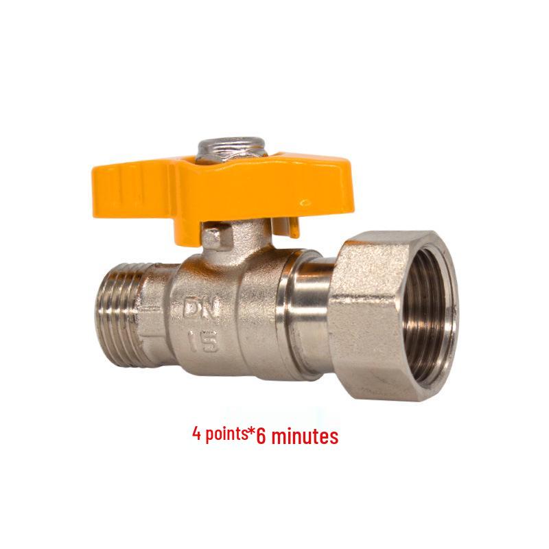 Brass Wall-Mounted Boiler Ball Valve Set: Inner/Outer Thread, Large Flow, 1/2 & 3/4, Five-Piece.