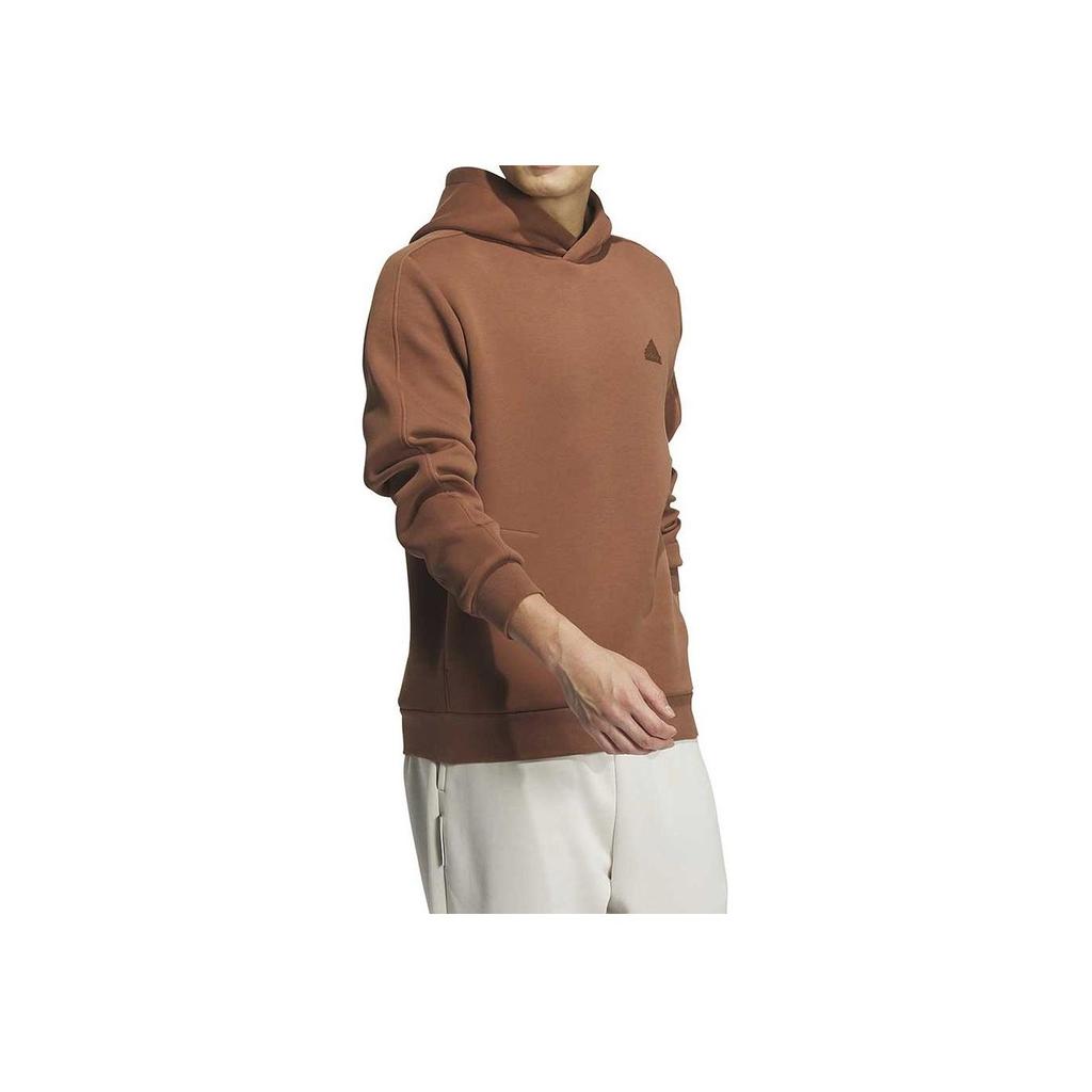 Adidas Solid Color Logo Design Hooded Long Sleeve Sweatshirt Men Sweatshirt Brown JE8628