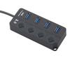 USB 3.0 Hub Splitter 4 Port High Speed Individual On/off Switch AC Power Adapter for Laptop PC