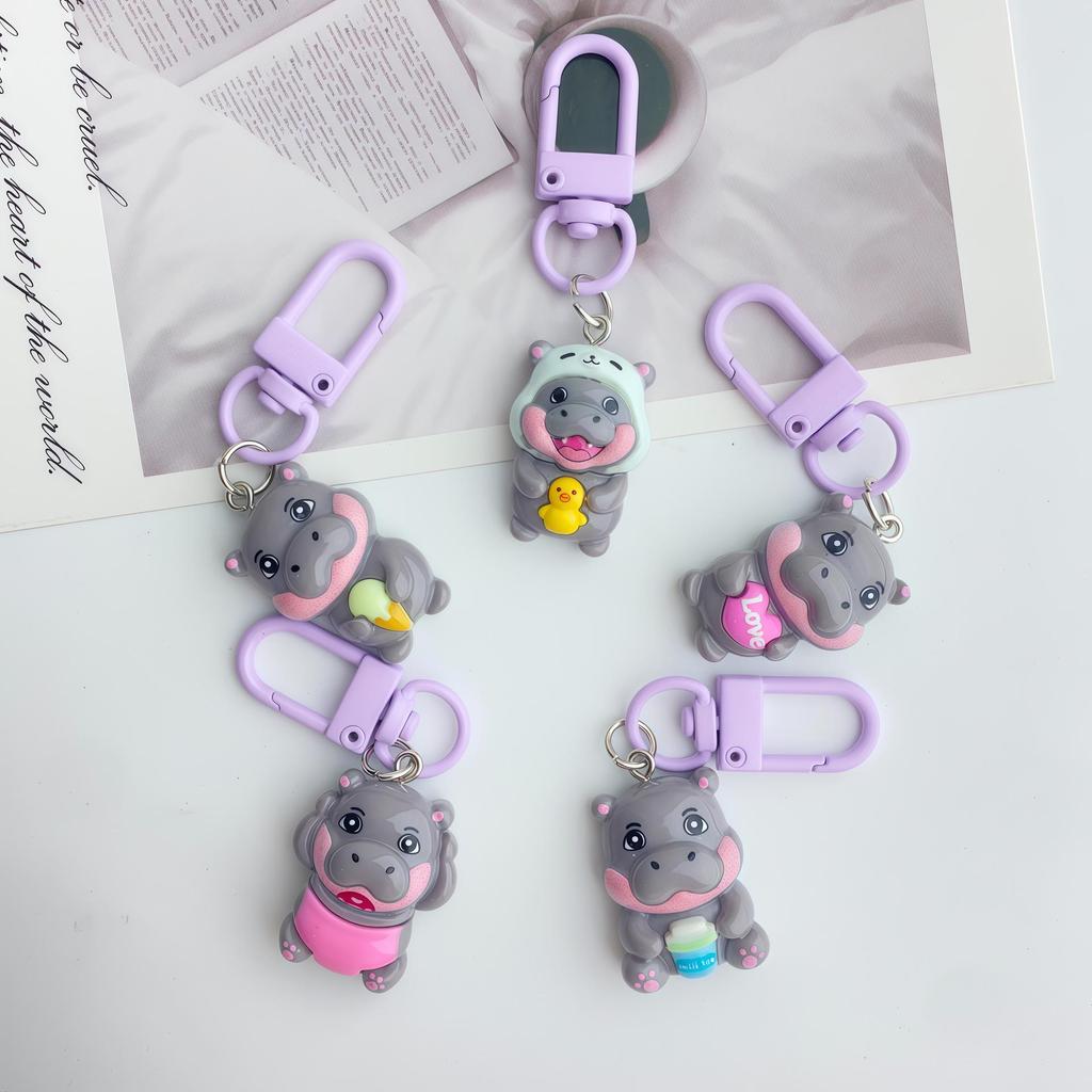 Adorable Cartoon Hippo Keychain: Cute Pendant for Bags & Gifts