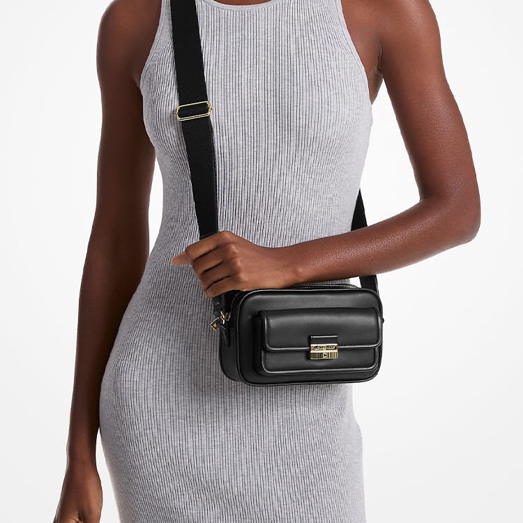 MICHAEL KORS Bradshaw Leather Shoulder Bag, Crossbody Bag Mini Women's Black 35R5G2BC0L-BLACK