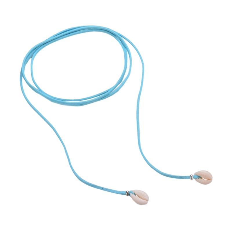 

Hip Hop Shell Charm Necklace Unique Punk Style Double Shell Choker Adjustable Rope Y2K Necklace for Women Girl Gift синій