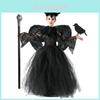 Rochie Costum Halloween Maleficent pentru Copii din Material Poliester pentru Fete cu Vârste cuprinse între 3 și 8 Ani