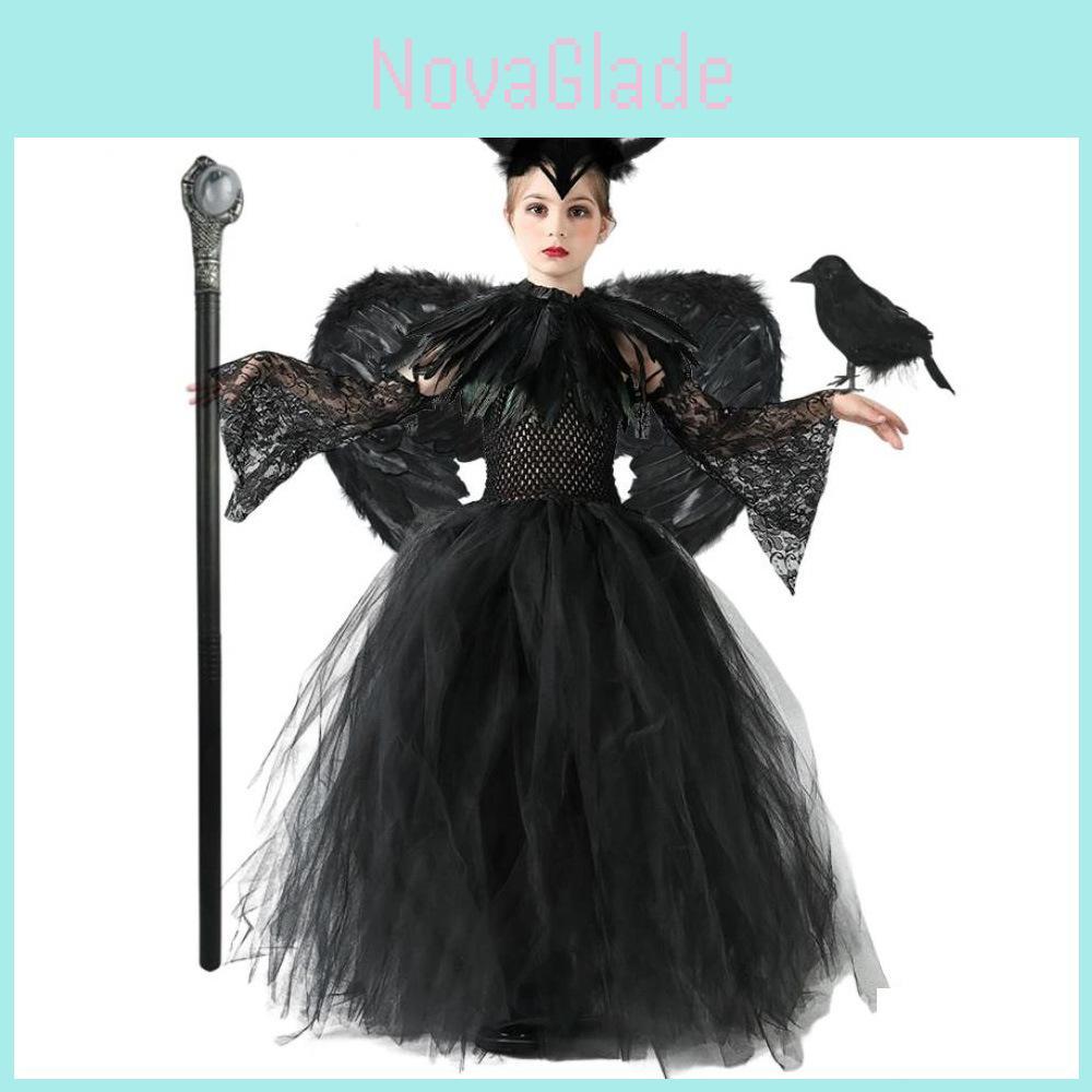 Maleficent Childrens Halloween Costume Dress With Polyester Fabric For Girls Ages 3 To 8