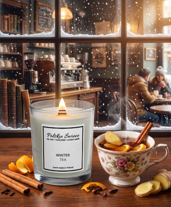 soy candle with a wooden wick + WINTER TEA