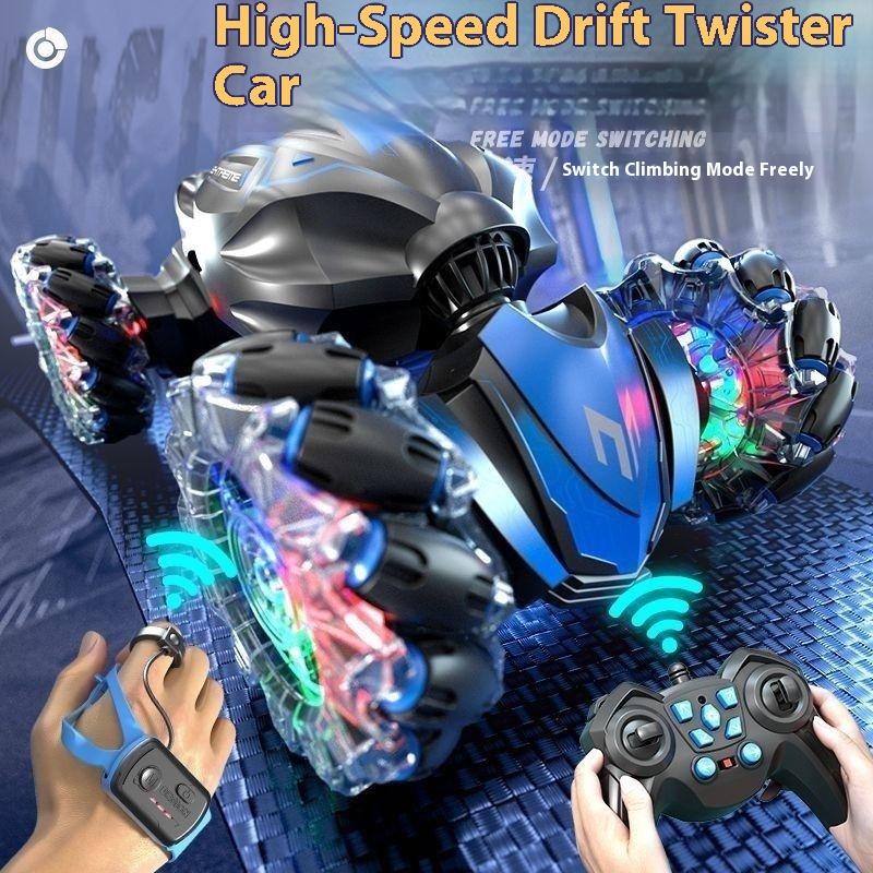 Children's Gesture Induction Twist Car High-speed Drift Remote Control Car Four-wheel Drive Stunts Deformation Light Off-road Vehicle Toys