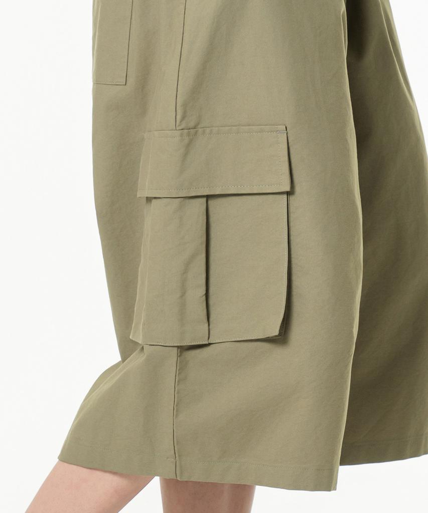 MOZMOZ Linen-Like Cargo Bermuda Wide Pants Khaki