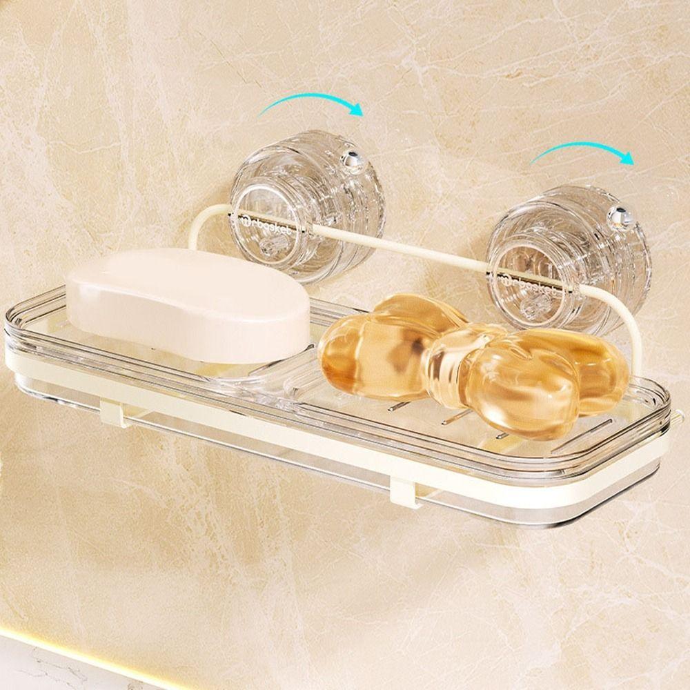 Wall Mounted Suction Cup Soap Dish Plastic Soap Tray Multifunctional Shower Soap Holder  Bathroom