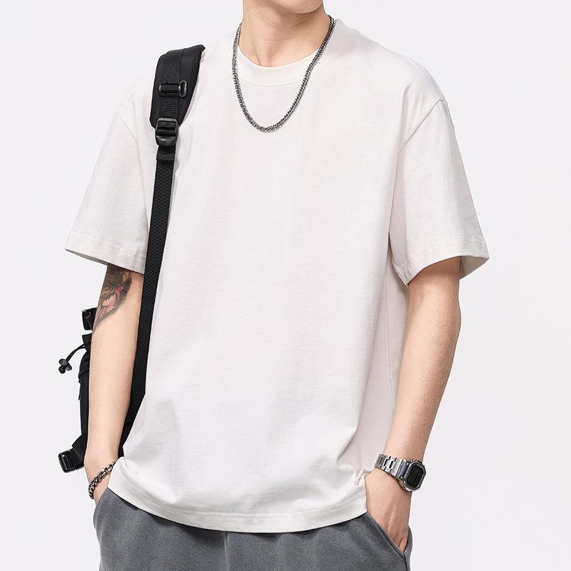 Thin Summer Solid Color Short-sleeved American Casual Simple Round Neck Men's T-neck T-shirt Short-sleeved