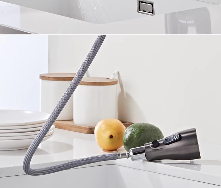 Universal Rotating Kitchen Faucet with Pull-out, Anti-splash, Hot/Cold Function for Sink and Balcony Use