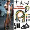 11pcs TPE Resistance Band Set Fitness Band Pull Rope Elastic Training Band With Door Anchor Handles Carry Bag Legs Ankle Straps