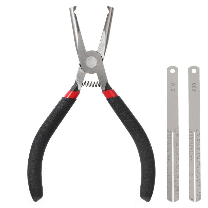 

Pack of Guitar Fretboard Care Tool Precisions Ground Guitar Fret Puller Including 2 Spacers for Smooth Fret Extraction 1