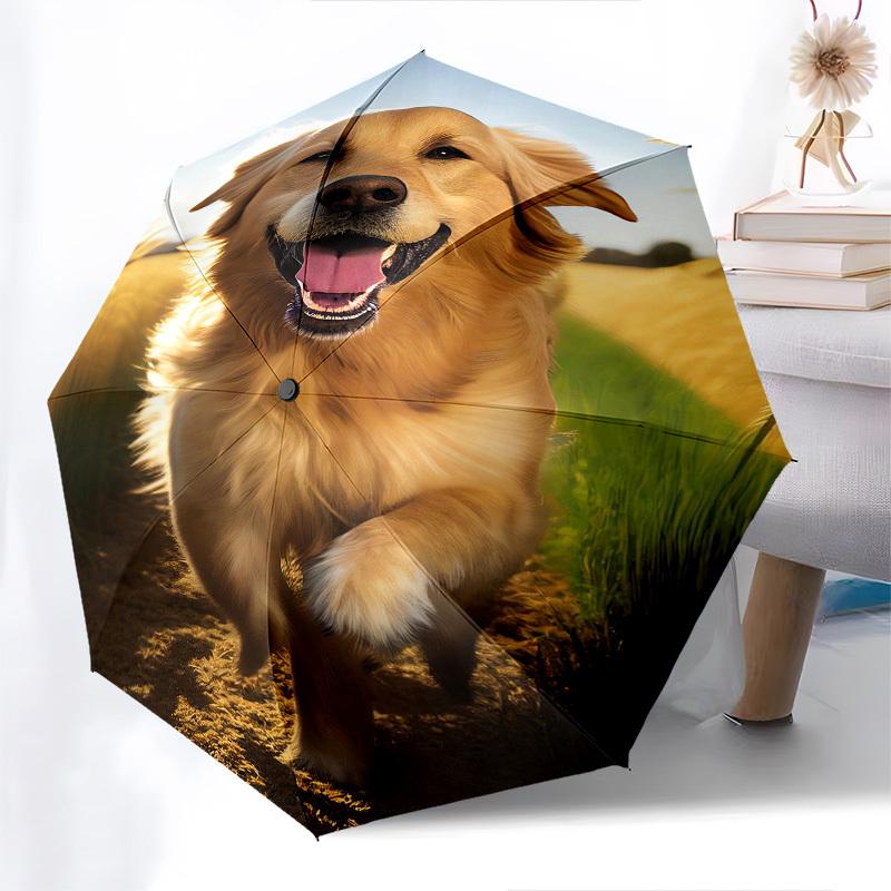 Golden Retriever, Wheat Field- Automatic umbrella,Suitable for Men and Women,Suitable for Birthdays, Christmas, Gifts for Fashion Lovers0915b