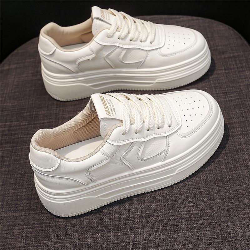 Factory Direct Sales 2025 Summer New Thick-soled Little White Shoes Women's Versatile Spring and Autumn Muffin Popular Leisure Sports Board Shoes