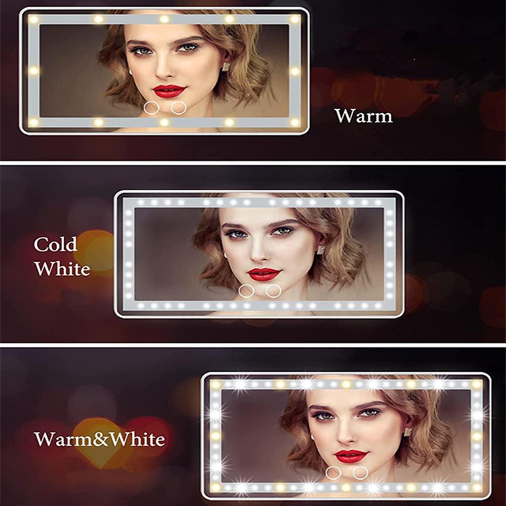 60 LED Car Sun Visor Mirror Rechargeable Makeup Mirror w/ 3Light Modes Universal