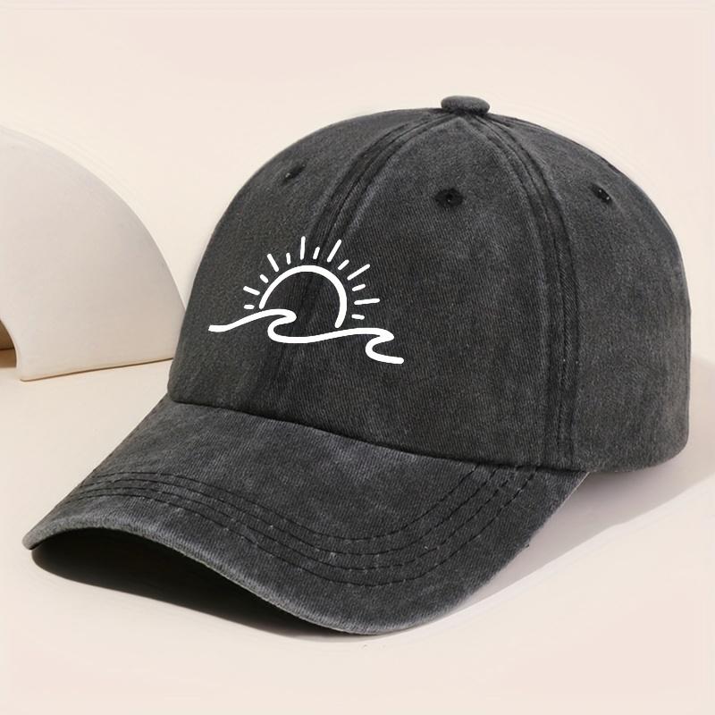 Sunrise White Printed Baseball Cap for Men and Women Fashionable Retro Outdoor Hat Versatile Peaked Cap