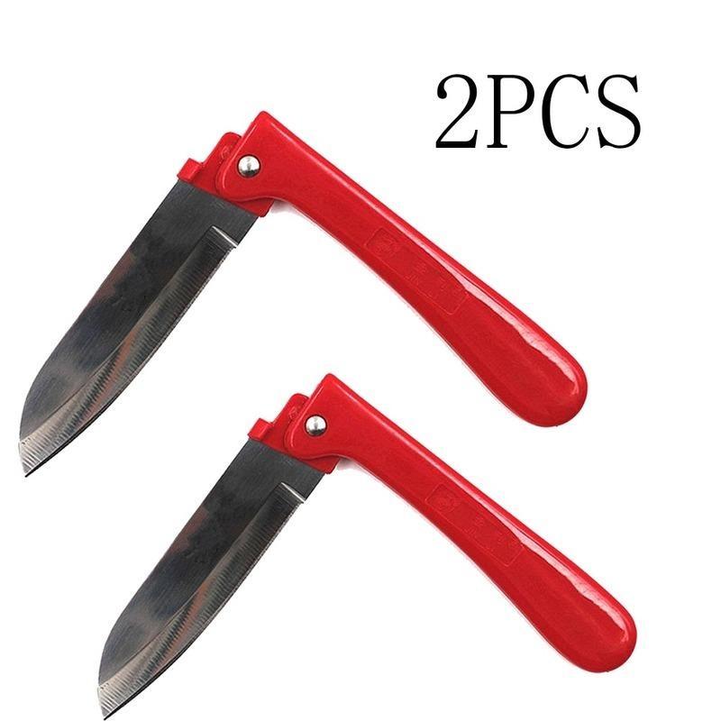 

Нож для фруктов, портативный складной карманный нож из нержавеющей стали, кухонный нож для овощей с ручкой из черного дерева, кухонные аксессуары, красный 2pcs