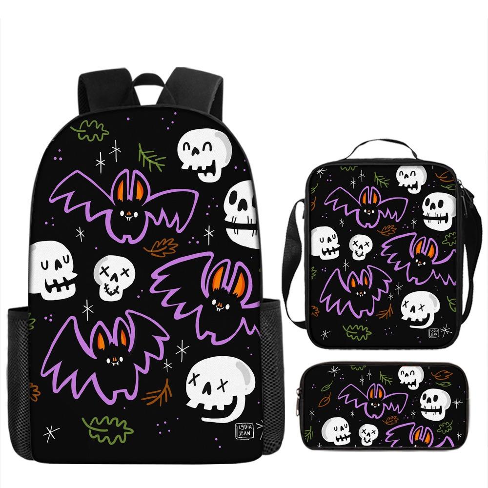 

Окружающий Летучая мышь Ужас Тыква Двойной Рюкзак Хэллоуин Личность Узор Летучая мышь Вампир Смешной Pencil Case