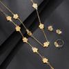Shining Plum Blossom Plant Five Leaf Flower Plant Jewelry Set Bracelet Necklace Earrings Women's Clover