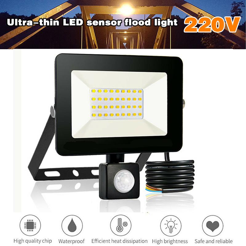 LED Floodlight 50W Outdoor Garden Security PIR Motion Sensor Wall Flood Light