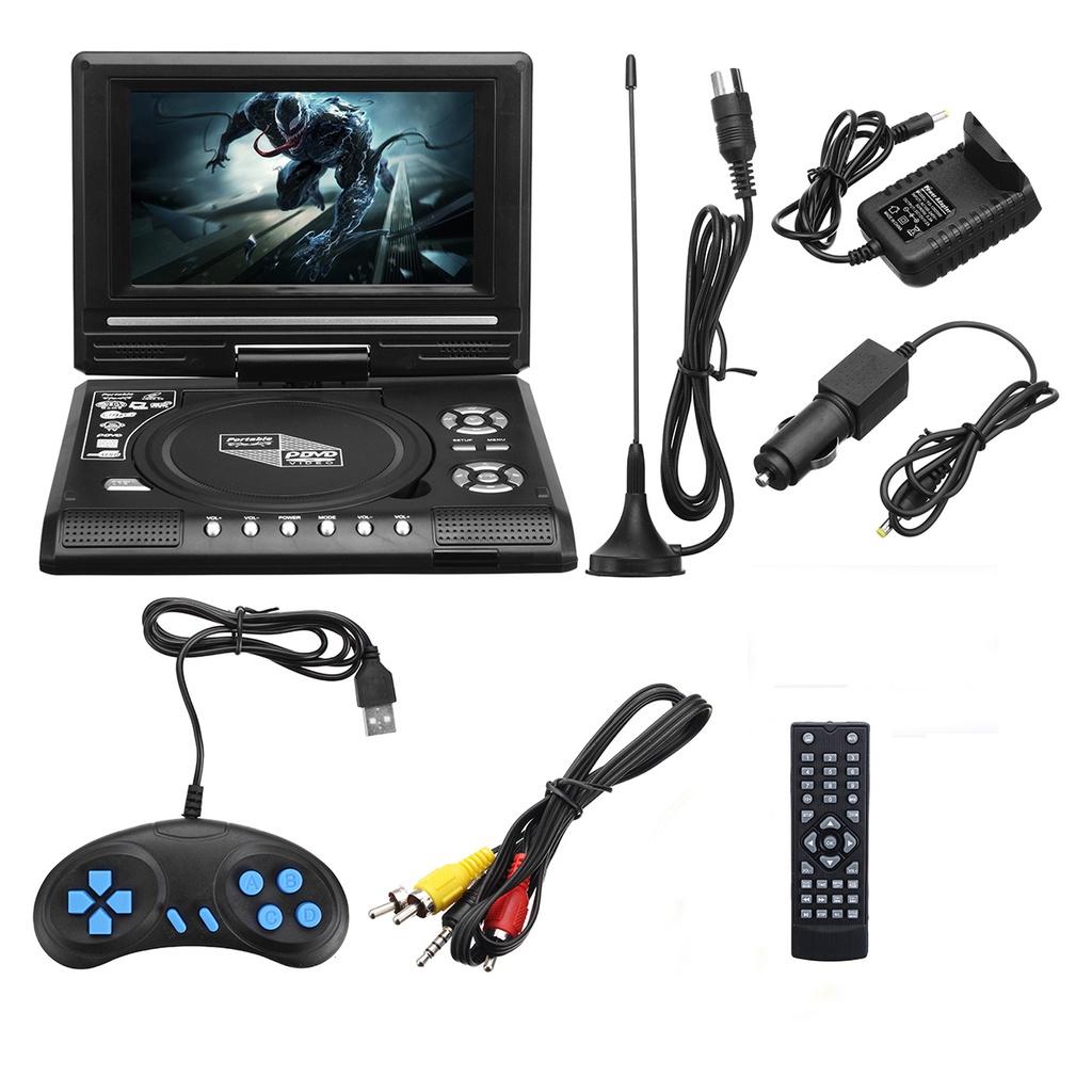 7.8 Inch VCD CD MP3 DVD Player Portable HD TV Home Car DVD Player USB SD Cards RCA TV Portatil Cable Game 16:9 Rotate LCD Screen