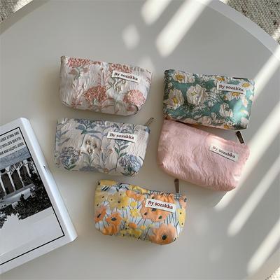 Damen-Make-up-Tasche mit Blumenmuster, Kosmetiktasche, Organizer, Reise-Make-up-Kulturtasche, Canvas-Beauty-Case, Federmäppchen, Reise-Organizer