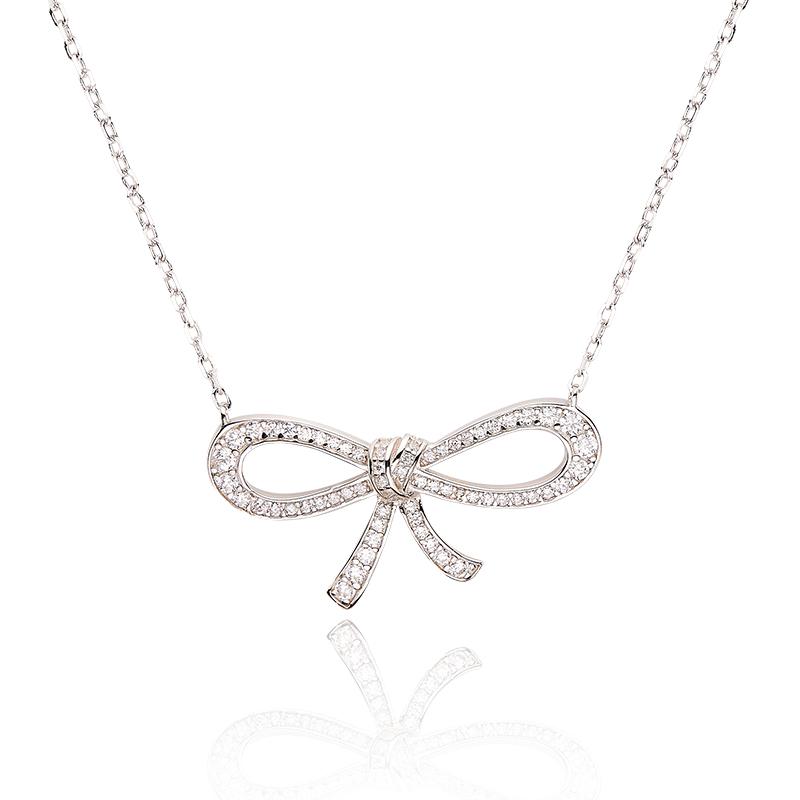 Brand New High-quality Brass Bow Necklace with Fashionable Design Jewelry Necklace Earring Set Women s Platinum Jewelry 16inches