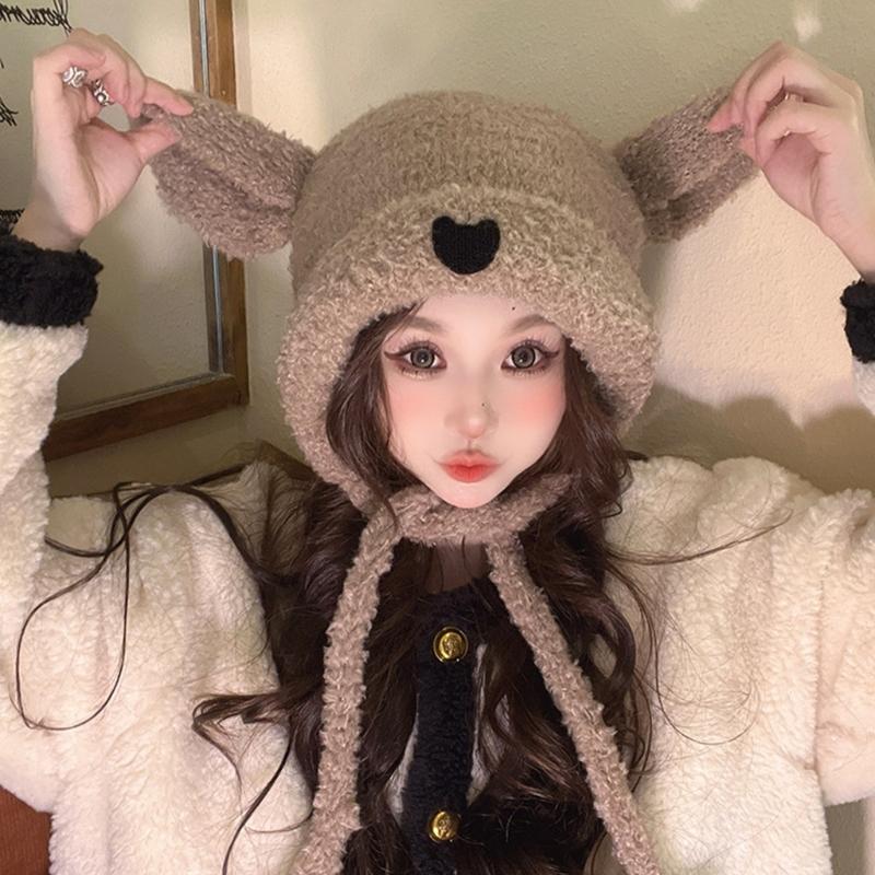 Mädchen Bärenmütze Y2K Fellohren Mütze Felliger Bär Geschenke Warme Wintermütze Erwachsene Kinder Fellohren Winter Foto-Requisiten