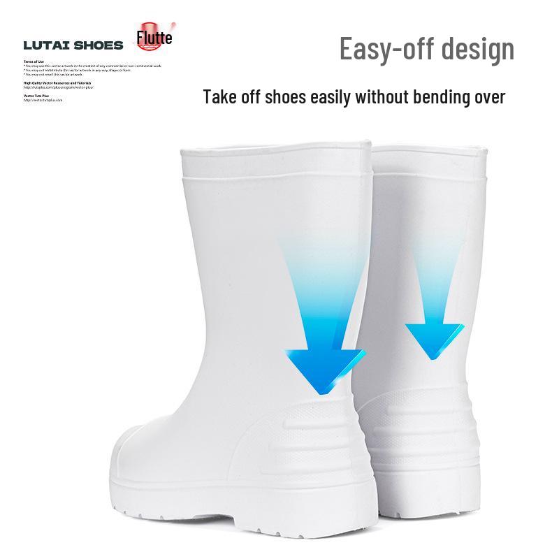 Lutai EVA Mid-Calf Rain Boots - Wear-Resistant, Comfortable, Waterproof, Oil-Proof, Non-Slip Shoes for Chefs.