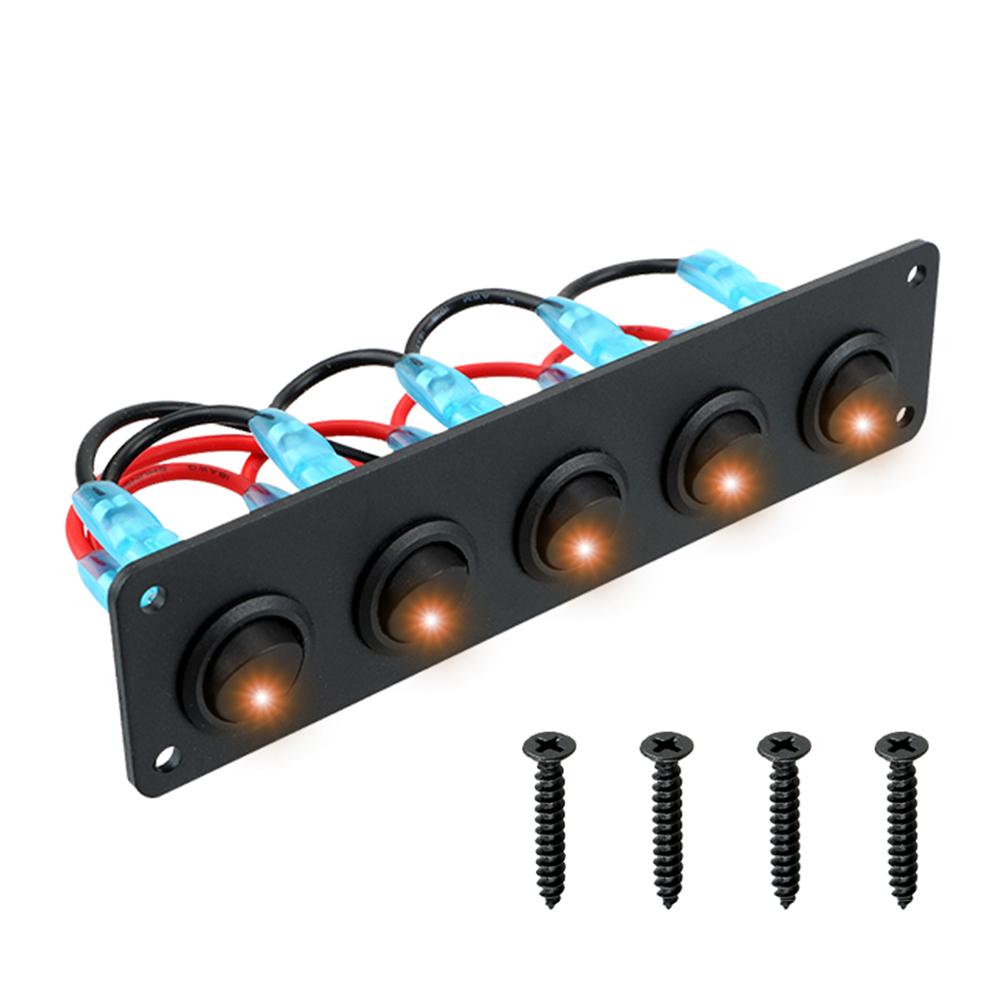 

24V 12V 5 Buttons Light Toggle Rocker Switch Panel for Boat RV Yacht Marine Car Interior LED Keys Indicator Breaker Waterproof оранжевый