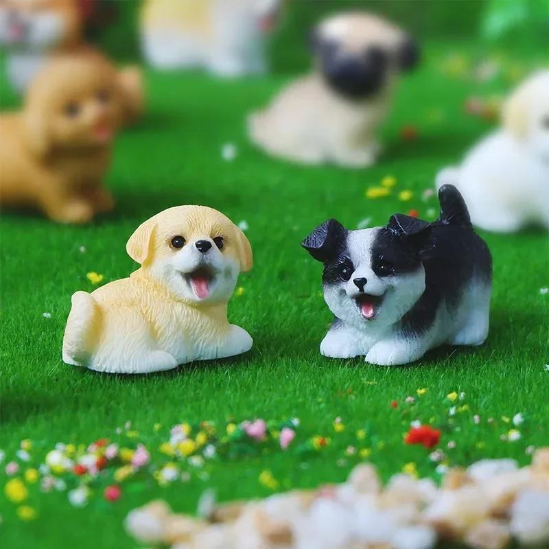 Kawaii Resin Cute Mini Dog Ornaments Figures Miniature Things Statues Dollhouse Room Home Decor Items Desk Accessories