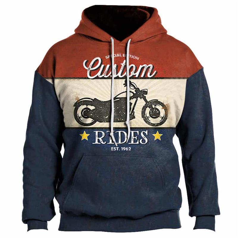 Vintage Hoodie Route 66 3d Moto Print Hoodies Fashion Hoodies Streetwear Casual Jacket Sweatshirts For Men Oversize Sweatshirt